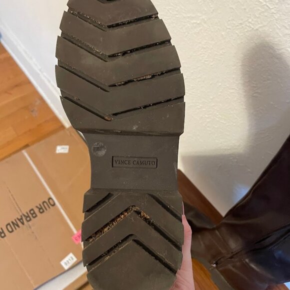 Vince Brown Knee High Boots with patent leather size 8.5 - Picture 2 of 4